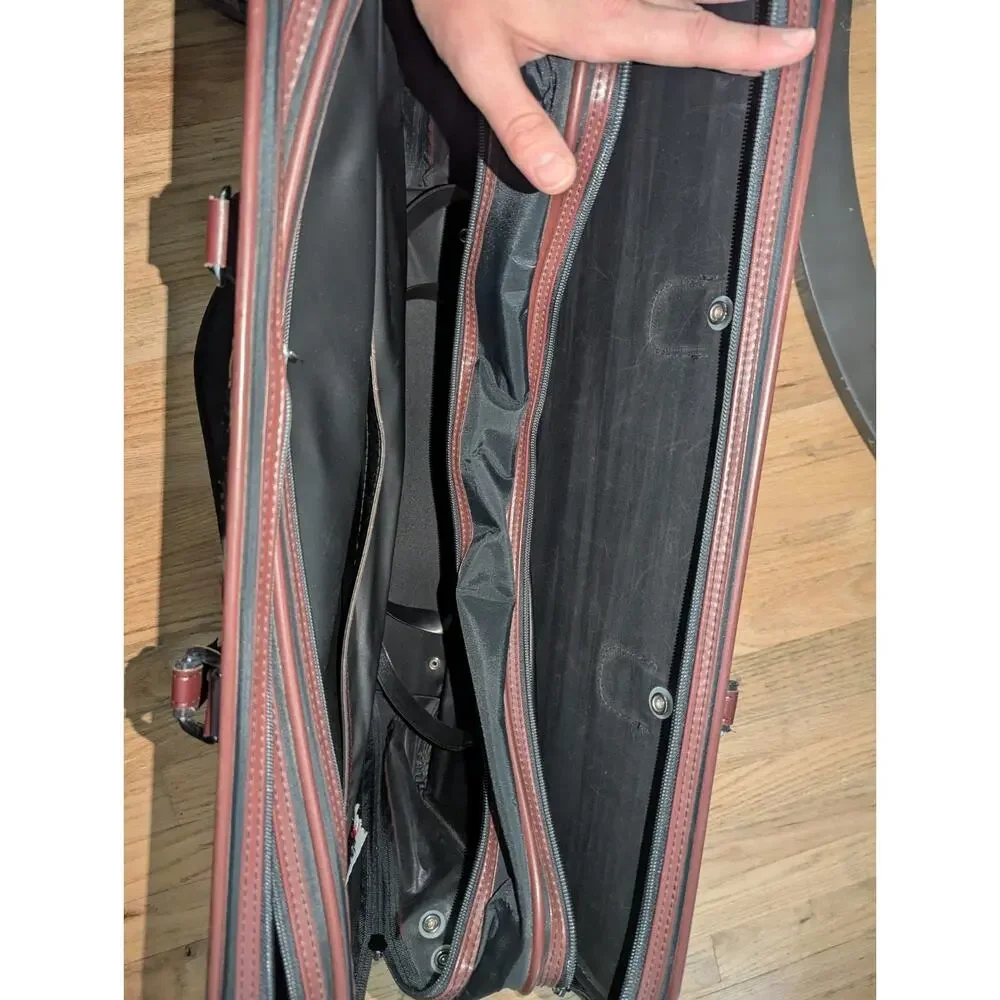 Vintage Skyway 14x22 Garment Bag Suit Carrier Black Burgundy Striped Travel Bag